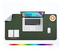 Alfombrilla de Ratón XL, Mousepad Grande, DOBAOJIA Almohadilla de Escritorio, Vade Escritorio, Tapete de Escritura, Estera Oficina, Uso Doble Cara Cuero PU Impermeable 80 x 40cm (Verde Oscuro/Gris)
