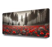 Alfombrilla de ratón XXL 1000x500x3mm -Mouse Pad Gaming -para Precisión y Velocidad en Juegos -con Bordes cosidos -Accesorios de Oficina -Superficie Especial -Antideslizante -Amapolas Entre Niebla