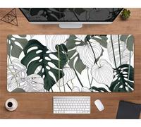 Alfombrilla de Ratón XXL 600x300x2 mm Hojas Tropicales Verdes Grande Alfombrilla Ratón Gaming Mejora Precisión y La Velocidad Mousepad con Bordes Cosidos para Hogares y Oficinas