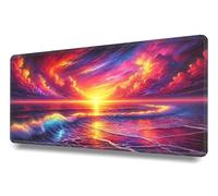 Alfombrilla de ratón XXL 600x300x3mm - Antideslizante - Superficie Especial - para Precisión y Velocidad en Juegos - Accesorios de Oficina - Mouse Pad Gaming - con Bordes cosidos -Olas al anochecer
