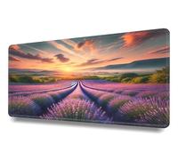 Alfombrilla de ratón XXL 700x300x3mm-Mouse Pad Gaming-Antideslizante-superficie especial-con Bordes cosidos-Accesorios de Oficina-para Precisión y Velocidad en Juegos-Campo de lavanda al atardecer