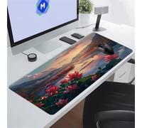 Alfombrilla de Ratón XXL 800x400x2 mm Alfombrilla Ratón Gaming Alfombrilla Escritorio Grande Teclado Antideslizante Mouse Pad XL Mejora la Precisión y la Velocidad (Loto Rojo Amanecer)