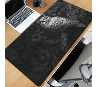 Alfombrilla de Ratón XXL Gaming 600x400x3 mm, Búho Flor Gris Mouse Pad Grande con Base de Goma Antideslizante, Alfombrilla Escritorio para PC, Ordenador y Gamers