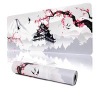 Alfombrilla de ratón XXL Grande para Videojuegos, Flor de Cerezo Japonesa, Alfombrilla de Juego Blanca, Alfombrilla de Escritorio Grande, Teclado de PC, Impermeable y Antideslizante, 78,9 x 30 cm