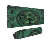 Alfombrilla de ratón XXL para juegos Boho Green Nature de 80 x 30 cm, ampliable para teclado y ratón, base de goma antideslizante y bordes cosidos impermeables para ordenador, oficina y juegos.