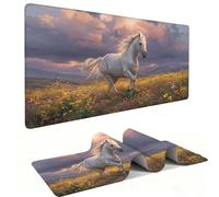 Alfombrilla de Ratón XXL para Juegos de Velocidad, Mouse Pad Caballo Blanco de pastizales 1000 x 500 mm, Alfombrilla de Ratón tamaño Grande, Mejora la Precisión y la Velocidad, Regalo Mujer j-98