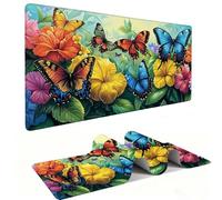 Alfombrilla de Ratón XXL para Juegos de Velocidad, Mouse Pad Flor de Mariposa 500 x 250 mm, Alfombrilla de Ratón XXL tamaño Grande, Mejora la Precisión y la Velocidad, Escritorio Regalo Mujer j-437