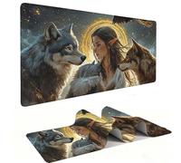 Alfombrilla de Ratón XXL para Juegos de Velocidad, Mouse Pad Koi Girl Wolf 800 x 400 mm, Alfombrilla de Ratón XXL tamaño Grande, Mejora la Precisión y la Velocidad, Escritorio Regalo Mujer j-603