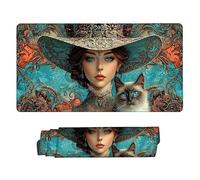 Alfombrilla de Ratón XXL para Juegos de Velocidad, Mouse Pad Mujer Gata 700 x 300 mm, Alfombrilla Ratón XXL tamaño Grande, Mejora la Precisión y la Velocidad, Escritorio Regalos for Mujer w-637