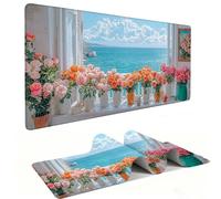 Alfombrilla de Ratón XXL para Juegos de Velocidad, Mouse Pad Rosas con Vistas al mar 800 x 400 mm, Alfombrilla de Ratón tamaño Grande, Mejora la Precisión y la Velocidad, Escritorio Regalo Mujer j332