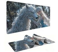 Alfombrilla de Ratón XXL para Juegos de Velocidad, Mouse Pad Snow Wolf Girl 800 x 400 mm, Alfombrilla de Ratón XXL tamaño Grande, Mejora la Precisión y la Velocidad, Escritorio Regalo Mujer j-1265