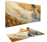 Alfombrilla de Ratón XXL para Juegos de Velocidad, Mouse Pad Una Mujer de Campo de Trigo 500 x 250 mm, Alfombrilla de Ratón tamaño Grande, Mejora la Precisión y la Velocidad, Regalo Mujer j-757