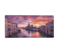 Alfombrilla de Ratón XXL Venecia 600x300x3 mm, Grande Alfombrilla Ratón Atardecer con Bordes Cosidos, Alfombrilla Gaming con Base Antideslizante, Alfombrilla de Escritorio para Oficina y Gaming-LG284