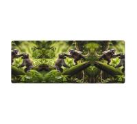 Alfombrilla de ratón y teclado impreso de Lucha de Monkey (12 x 31.5 pulgadas), alfombrilla de mouse para juegos de oficina, cómoda y duradera