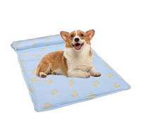 Alfombrilla de refrigeración para perros, de tela de algodón de 60 x 40 x 15 cm, plegable, lavable, para mascotas, lindo cojín de hielo para cachorros, manta refrescante con almohada para gatos y