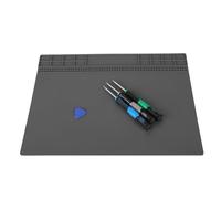 Alfombrilla de reparación, alfombrilla de soldadura de silicona de 350 mm x 250 mm, plataforma de mantenimiento de teléfonos y ordenadores, almohadilla aislante térmica de 500 ℃ (Gris)