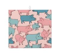 Alfombrilla de secado con estampado de cerdos lindos para cocina, absorbente, reutilizable, para fregadero, utensilios de mesa