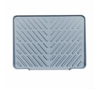 Alfombrilla de secado de platos de silicona de 40 x 31 cm con borde de drenaje para encimera de cocina, almohadilla antideslizante para mantener la superficie seca y organizada en color gris (gris)