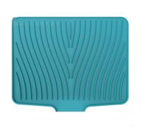 Alfombrilla de secado de platos de silicona extra grande con aislamiento térmico y diseño antideslizante, filtro de extremo abierto y pendiente elevada para acelerar el drenaje del agua (50-4)