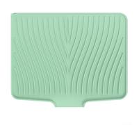 Alfombrilla de secado de platos de silicona extra grande con aislamiento térmico y diseño antideslizante, filtro de extremo abierto y pendiente elevada para acelerar el drenaje del agua (40 x 33-6)