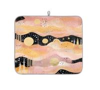 Alfombrilla de secado de platos para encimera de cocina, almohadilla de secado de microfibra, alfombrilla de café Golden Powder Star River, 40 x 45 cm