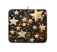 Alfombrilla de secado de platos para encimera de cocina, almohadilla de secado de microfibra, alfombrilla de café Golden Star Line, 40 x 45 cm