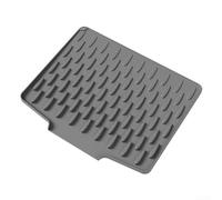 Alfombrilla de secado de silicona con rejilla elevada antideslizante y borde de drenaje, protector resistente al calor para encimeras de cocina y organización de vajilla (gris poco profundo)