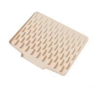 Alfombrilla de secado de silicona con rejilla elevada antideslizante y borde de drenaje, protector resistente al calor para encimeras de cocina y organización de vajilla (beige)
