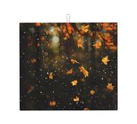Alfombrilla de secado para cocina HHGFASD Falling Leaves in The Rain Pattern Ultra Absorbente, Reversible y Elegante Alfombrilla de encimera de cocina