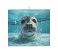 Alfombrilla de secado para cocina HHGFASD Seals in The Pool Pattern Ultra absorbente, reversible y elegante tapete de encimera de cocina