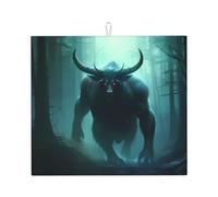 Alfombrilla de secado para cocina, impresión de bestia con cuernos de vaca Wzywhj hecha de esponja absorbente de agua, 45,7 x 40,6 cm