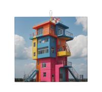 Alfombrilla de secado para cocina Wzywhj colorida impresión de torre de rescate hecha de esponja absorbente de agua, 45,7 x 40,6 cm