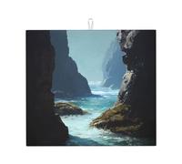 Alfombrilla de secado para cocina YTUOPWE Sea Water Between the Rocks, ultra absorbente, reversible y elegante alfombrilla de encimera de cocina