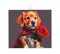 Alfombrilla de secado para encimera de cocina, absorbente, plegable, antideslizante, con hermoso estampado de perro similar a un caballero