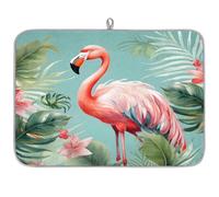 Alfombrilla de Secado para s Pink Flamingo Tropical Leaf de 18x24 Pulgadas,