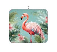 Alfombrilla de Secado para s Pink Flamingo Tropical Leaf de 18x24 Pulgadas,