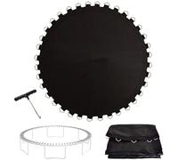 Alfombrilla de seguridad redonda para cama elástica con anillos en V y herramienta de tracción de resorte, se adapta a camas elásticas de 6 a 16 pies, fácil de instalar, perfecta para la diversión al