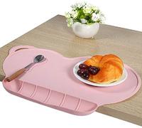 Alfombrilla de silicona antideslizante para comer bebés con recogedor de alimentos, a prueba de calor, resistente a las manchas, lavable, se adapta a la mayoría de sillas altas y mesas