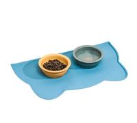 Alfombrilla de silicona antideslizante para cuenco de perro, 44 x 24 cm, antideslizante, impermeable, bandeja para cuenco de agua para perros para alimentos y agua, evita derrames (azul, talla única)