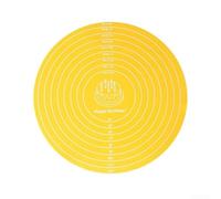 Alfombrilla de silicona antideslizante para tocadiscos de tartas con escala grabada en pulgadas y centímetros para hornear precisión (amarillo)