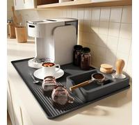 Alfombrilla de Silicona para Cafeteras, Alfombrilla para Máquina de Café con Bordes Elevados 60x40cm, Tapete para Máquina Café Antideslizante Fácil Limpiar con De'Longhi Magnifica, Krups, Philips