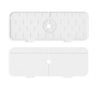 Alfombrilla de silicona para grifo de fregadero, 37 x 13,5 cm, tapete de drenaje para fregadero de cocina, protector de fregadero, tapete absorbente para jabón, para atrapar agua y protección de