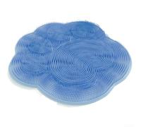 Alfombrilla de silicona para pies de ducha con diseño de ventosa, almohadilla de masaje de cerdas suaves para limpieza de pies, adecuada para montaje en pared o colocación en el suelo (azul)