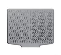 Alfombrilla de silicona para secar platos diseñada para uso en cocina con borde de drenaje para dirigir el flujo de agua, reduciendo el desorden y mejorando el rendimiento de secado (gris oscuro)