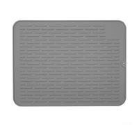 Alfombrilla de silicona para secar platos para múltiples usos, 40 x 30 cm, resistente al calor, alfombrilla de silicona para encimera de cocina o fregadero, refrigerador o forro de cajón (gris)