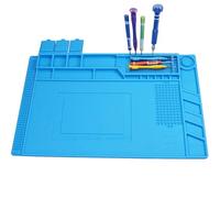 Alfombrilla de soldadura de silicona aislante, almohadilla de reparación electrónica resistente al calor, alfombrilla de trabajo de silicona grande antiestática, 45 x 30 cm con regla de escala