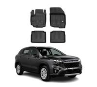 Alfombrilla de suelo 3D TPE Premium compatible con Suzuki SX4 S-Cross All Grip Hybrid, suelo para coche, interior antideslizante, bordes altos, color negro