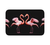 Alfombrilla de suelo con borde de bloqueo de 40 x 60 JKIEGOQ Flamingo con imagen de corazón antideslizante en la parte inferior moldeada por goteo, ideal fácil de limpiar y resistente a la