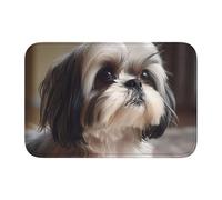 Alfombrilla de suelo con borde de bloqueo de 40 x 60 JKIEGOQ Shih Tzu con imagen de perro antideslizante, parte inferior moldeada por goteo, ideal fácil de limpiar y resistente a la decoloración