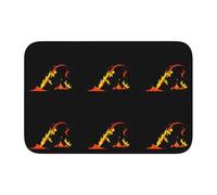Alfombrilla de suelo con borde de bloqueo de 40 x 60 pulgadas, diseño de dragón de fuego WHJSHOP bajo el volcán, parte inferior antideslizante moldeada por goteo, ideal fácil de limpiar y resistente a